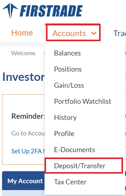 FirstradeのACH登録その1