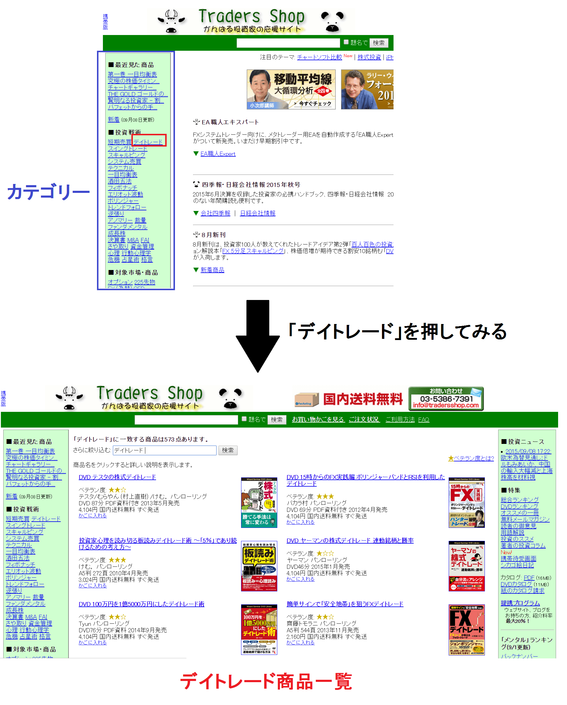 トレーダーズショップのカテゴリー一覧
