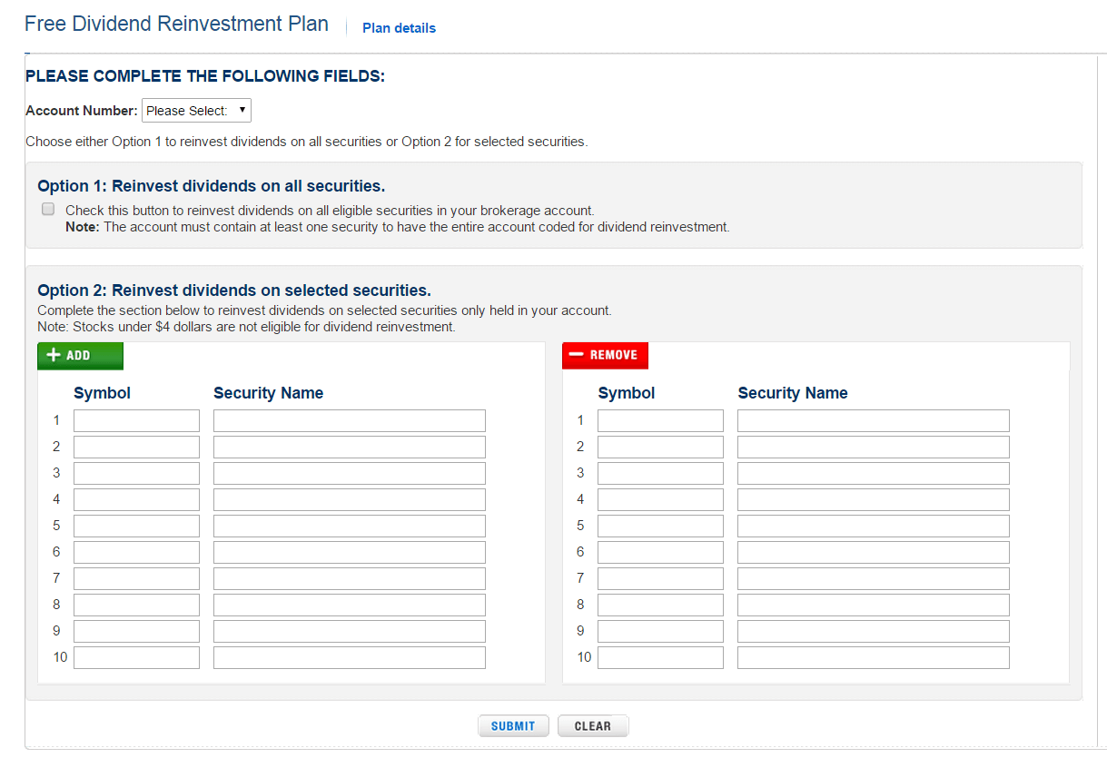 DRIP設定ページ(Firstrade)