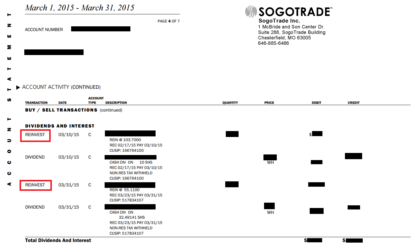 DRIP確認方法(SogoTrade)