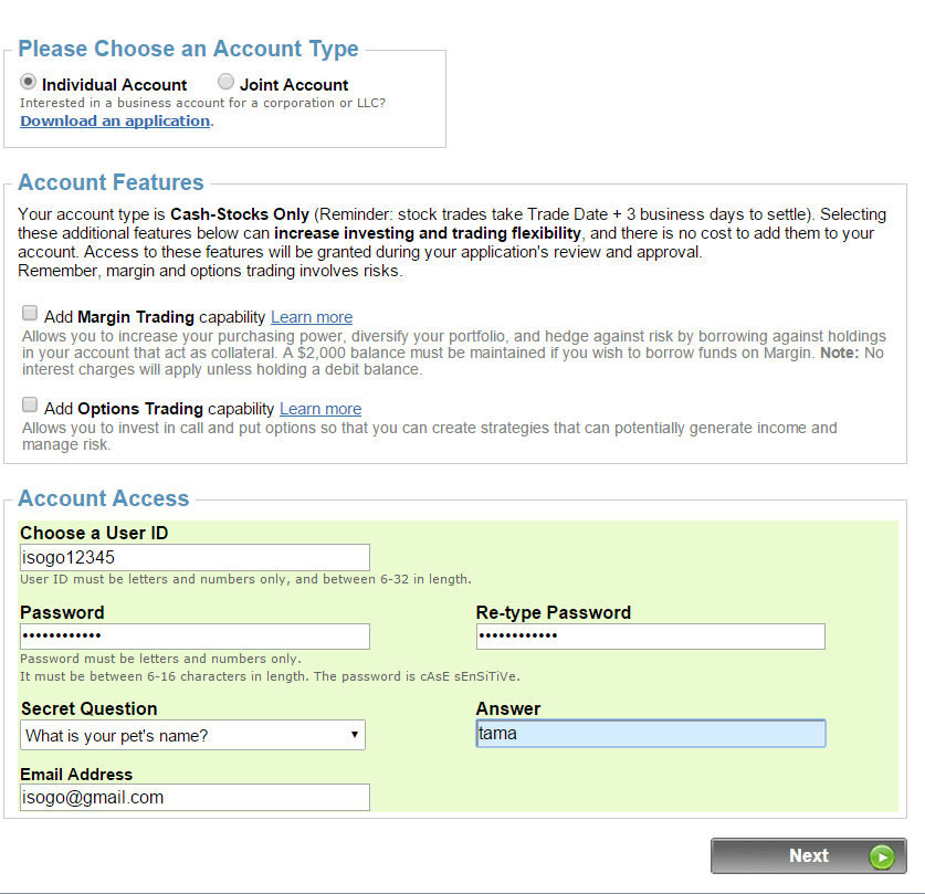 SogoTradeの口座開設2